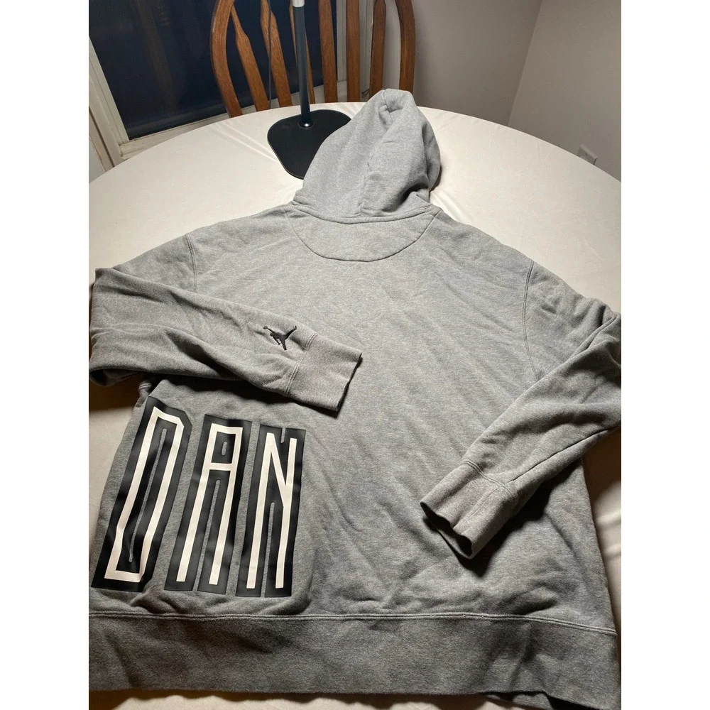 Jordan Mens Heather Grey Wrap Around Graphic Pullover Hoodie DA7186-091 XL